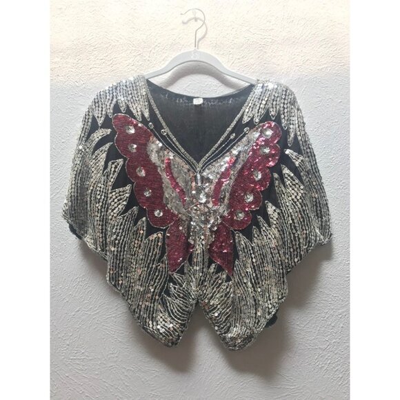 Sequin butterfly poncho top festival wear - Picture 8 of 8
